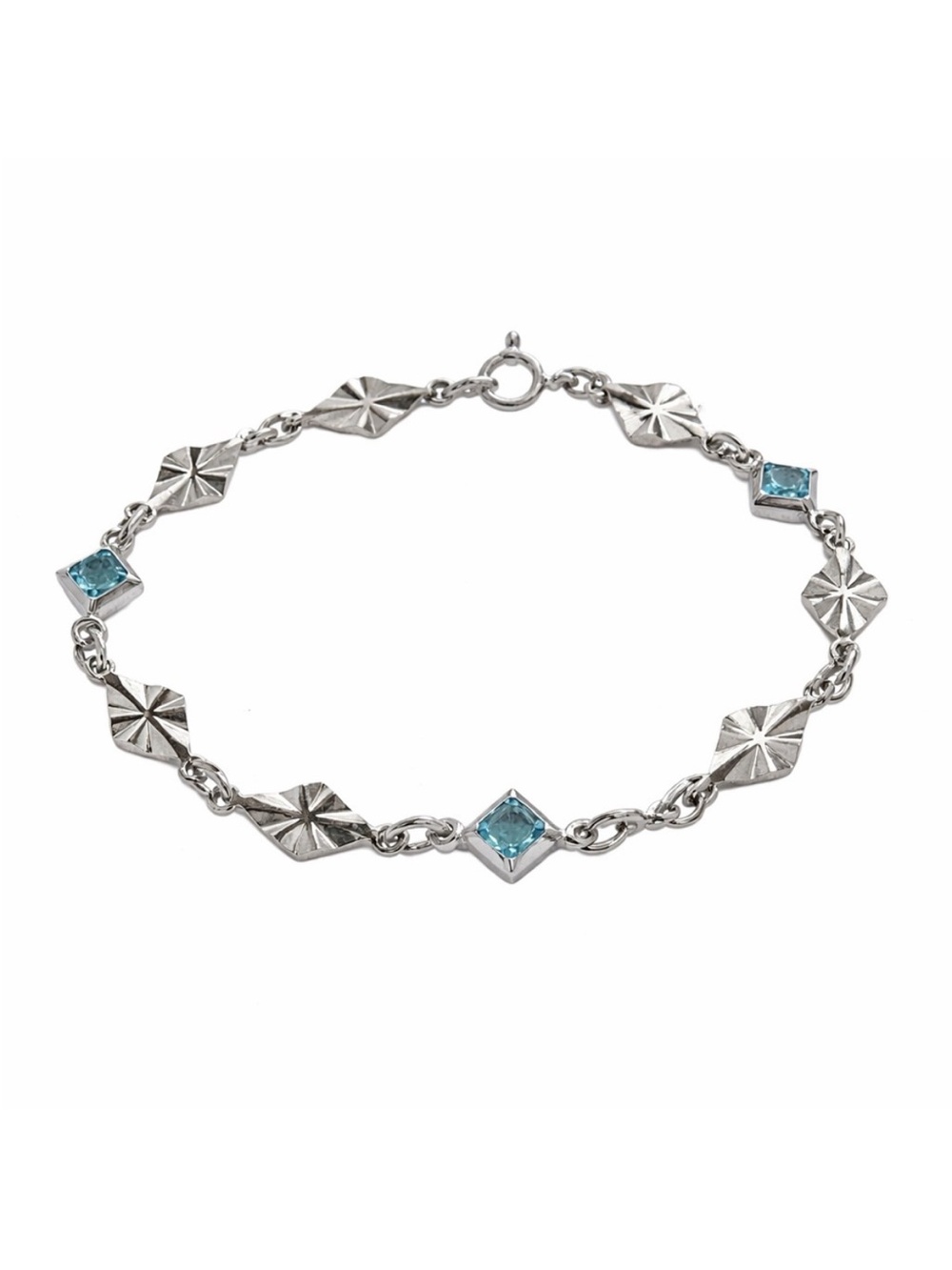 S925 Swiss Blue Crystal Diamond Bracelet 7”